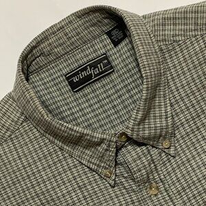Windfall Mens XXL Gray Plaid Shirt Long Sleeve Button Down Collar Excellent